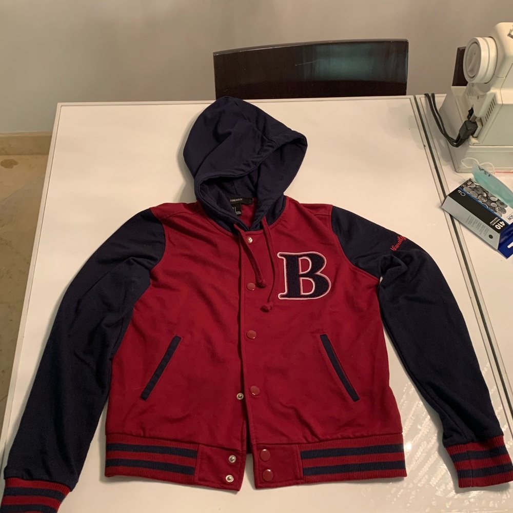 Forever 21 Varsity Jacket with hood
